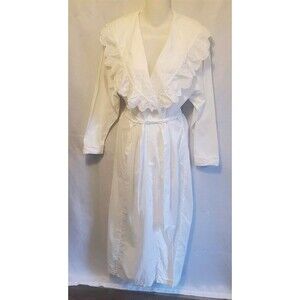 Rare Vintage Victoria's Secret 70s Cotton Lace Robe Minimalist Victorian Cottage